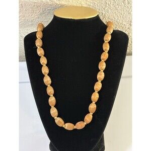 Vintage 30” Champagne Silk Bead Necklace